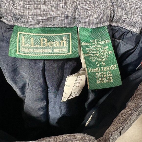 L.L. Bean Kids Gray Snow Pants Size 5/6 Primaloft Adjustable Waist Insulated - Picture 4 of 7